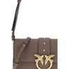 PINKO Brown Calf Leather Bos Taurus Shoulder Bag