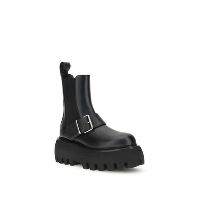 Alexander McQueen Black Calf Leather Bos Taurus Ankle Boots