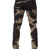 Dolce & Gabbana Beige Black Corduroy Tie-Dye Cotton Blend Pants