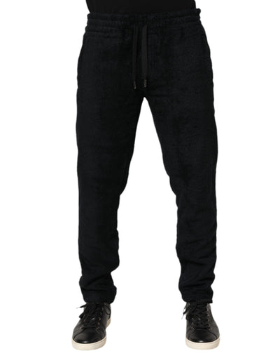Dolce & Gabbana Black Cotton Logo Men Jogger Sweatpants Pants