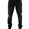 Dolce & Gabbana Black Washed Cotton Skinny Men Denim Jeans