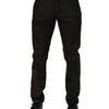 Dolce & Gabbana Dark Brown Tattered Cotton Skinny Denim Jeans