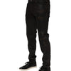 Dolce & Gabbana Dark Brown Tattered Cotton Skinny Denim Jeans