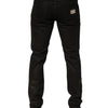 Dolce & Gabbana Dark Brown Tattered Cotton Skinny Denim Jeans