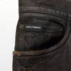 Dolce & Gabbana Dark Brown Tattered Cotton Skinny Denim Jeans
