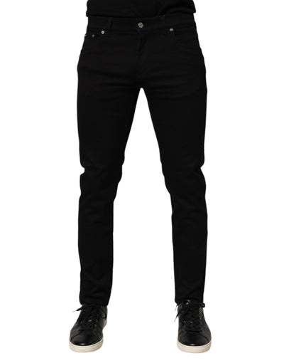Dolce & Gabbana Black Cotton Blend Skinny Men Trouser Pants