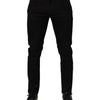 Dolce & Gabbana Black Cotton Blend Skinny Men Trouser Pants