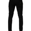 Dolce & Gabbana Black Cotton Blend Skinny Men Trouser Pants