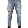 Dolce & Gabbana Blue Distressed Ripped Denim Pants Jeans