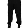 Dolce & Gabbana Black Cotton Drawstring Logo Sweatpants Pants
