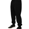Dolce & Gabbana Black Cotton Drawstring Logo Sweatpants Pants