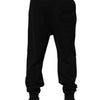 Dolce & Gabbana Black Cotton Drawstring Logo Sweatpants Pants