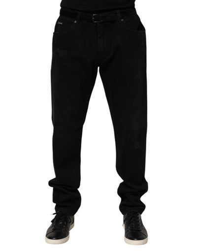 Dolce & Gabbana Black Cotton Regular Denim Men Trouser Jeans
