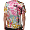 Dolce &amp; Gabbana Weißes Seidenhemd mit Hawaii-Graffiti-Print für Herren