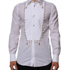 Dolce & Gabbana White Cotton DG Logo Pearl GOLD Formal Shirt
