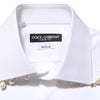 Dolce & Gabbana White Cotton DG Logo Pearl GOLD Formal Shirt