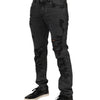 Dolce & Gabbana Black Tattered Skinny Cotton Men Denim Jeans