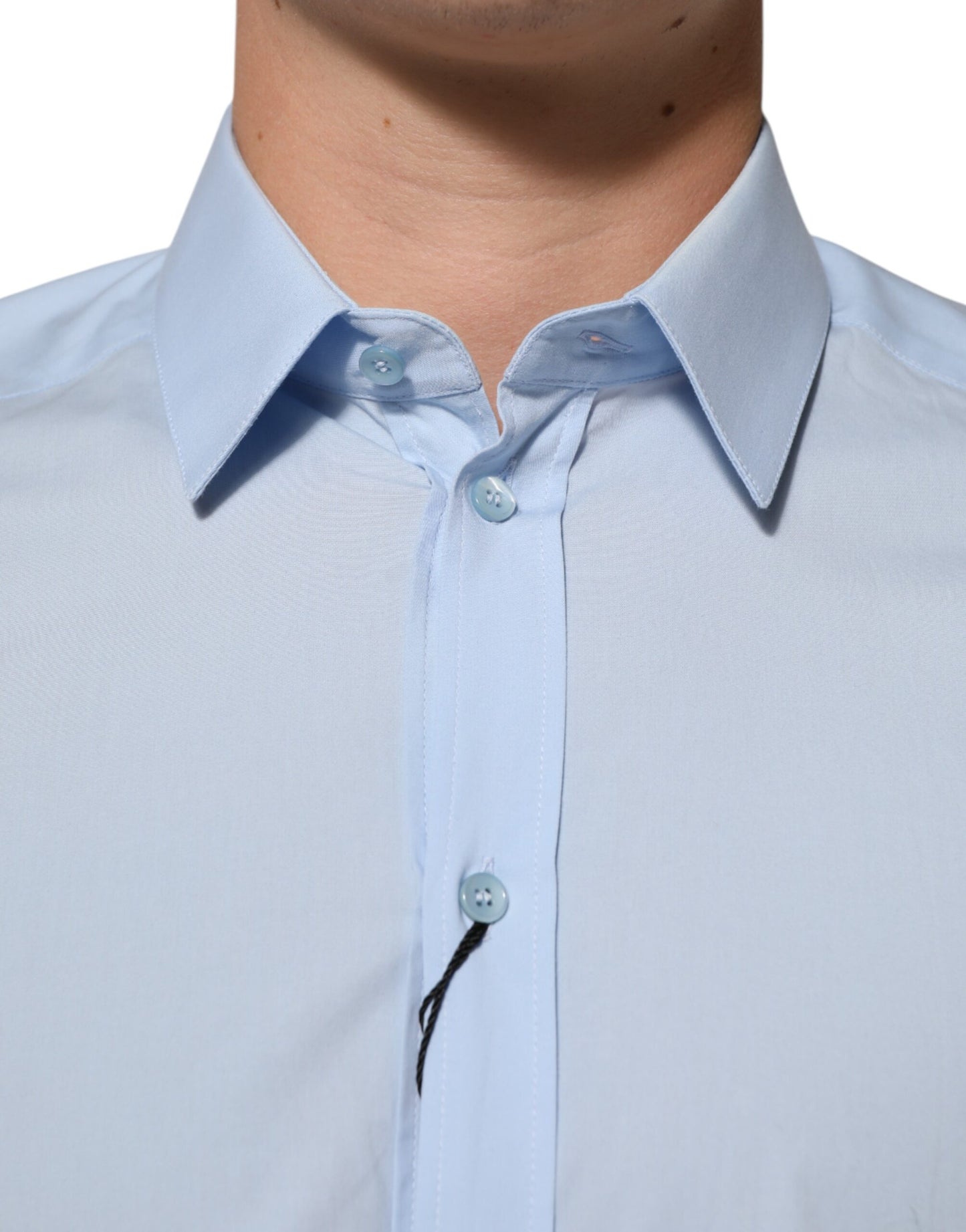 Dolce & Gabbana Light Blue Cotton GOLD Formal Men Dress Shirt