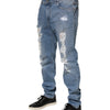 Dolce & Gabbana Blue Tattered Slim Fit Cotton Denim Jeans