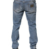 Dolce & Gabbana Blue Tattered Slim Fit Cotton Denim Jeans