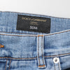 Dolce & Gabbana Blue Tattered Slim Fit Cotton Denim Jeans