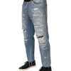 Dolce & Gabbana Blue Distressed Ripped Denim Trouser Jeans