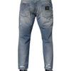 Dolce & Gabbana Blue Distressed Ripped Denim Trouser Jeans