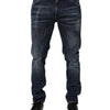Dolce & Gabbana Dark Blue Washed Running Ripped Denim Jeans