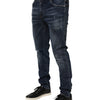 Dolce & Gabbana Dark Blue Washed Running Ripped Denim Jeans