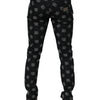 Dolce &amp; Gabbana Schwarze DG Monogram Baumwoll-Skinny-Jeans
