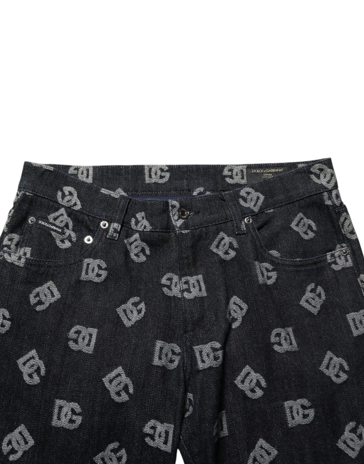 Dolce &amp; Gabbana Schwarze DG Monogram Baumwoll-Skinny-Jeans