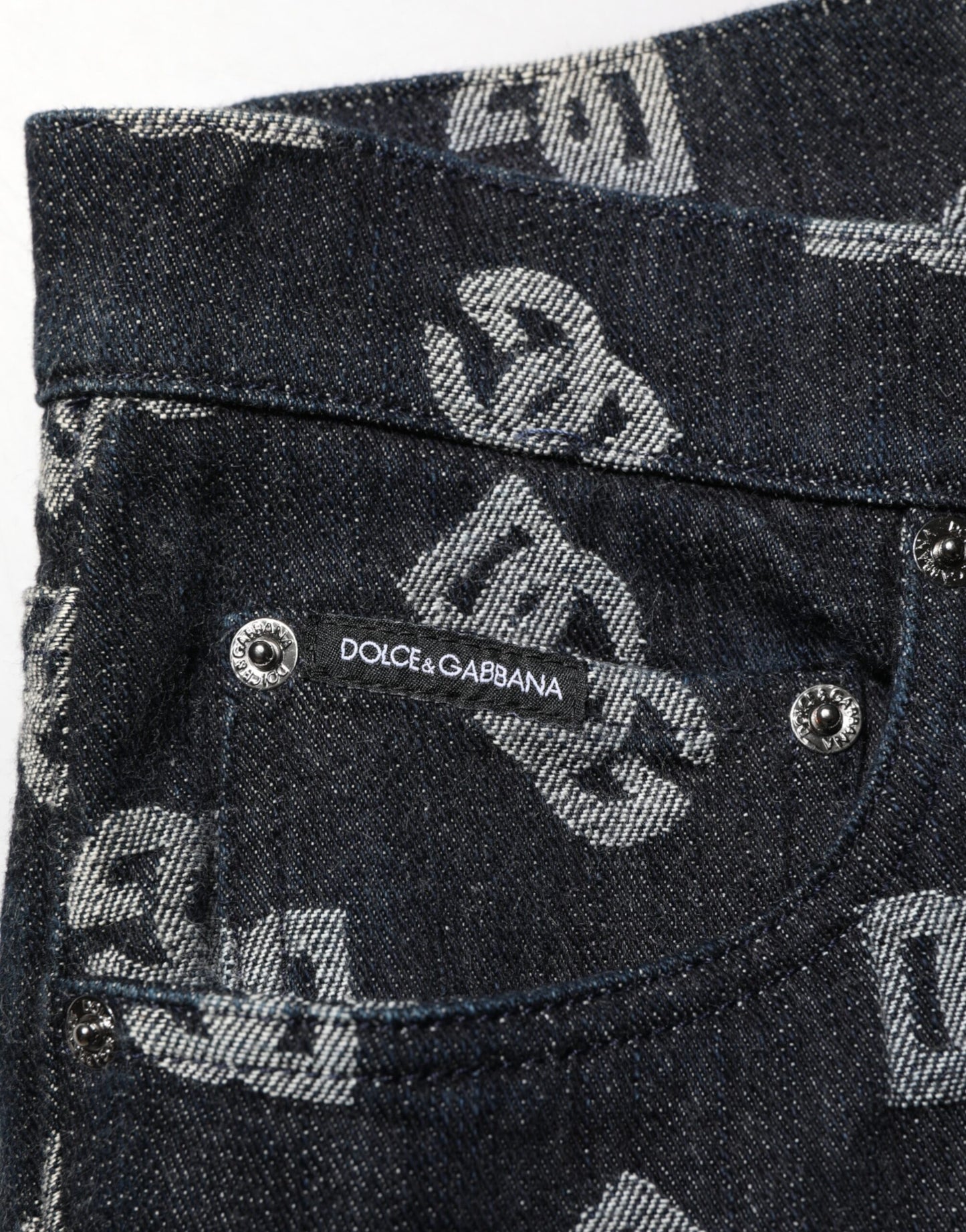 Dolce &amp; Gabbana Schwarze DG Monogram Baumwoll-Skinny-Jeans