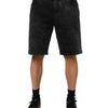 Dolce &amp; Gabbana Schwarze Baumwoll-Denim-Bermudashorts für Herren mit mittelhohem Bund