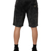Dolce &amp; Gabbana Schwarze Baumwoll-Denim-Bermudashorts für Herren mit mittelhohem Bund