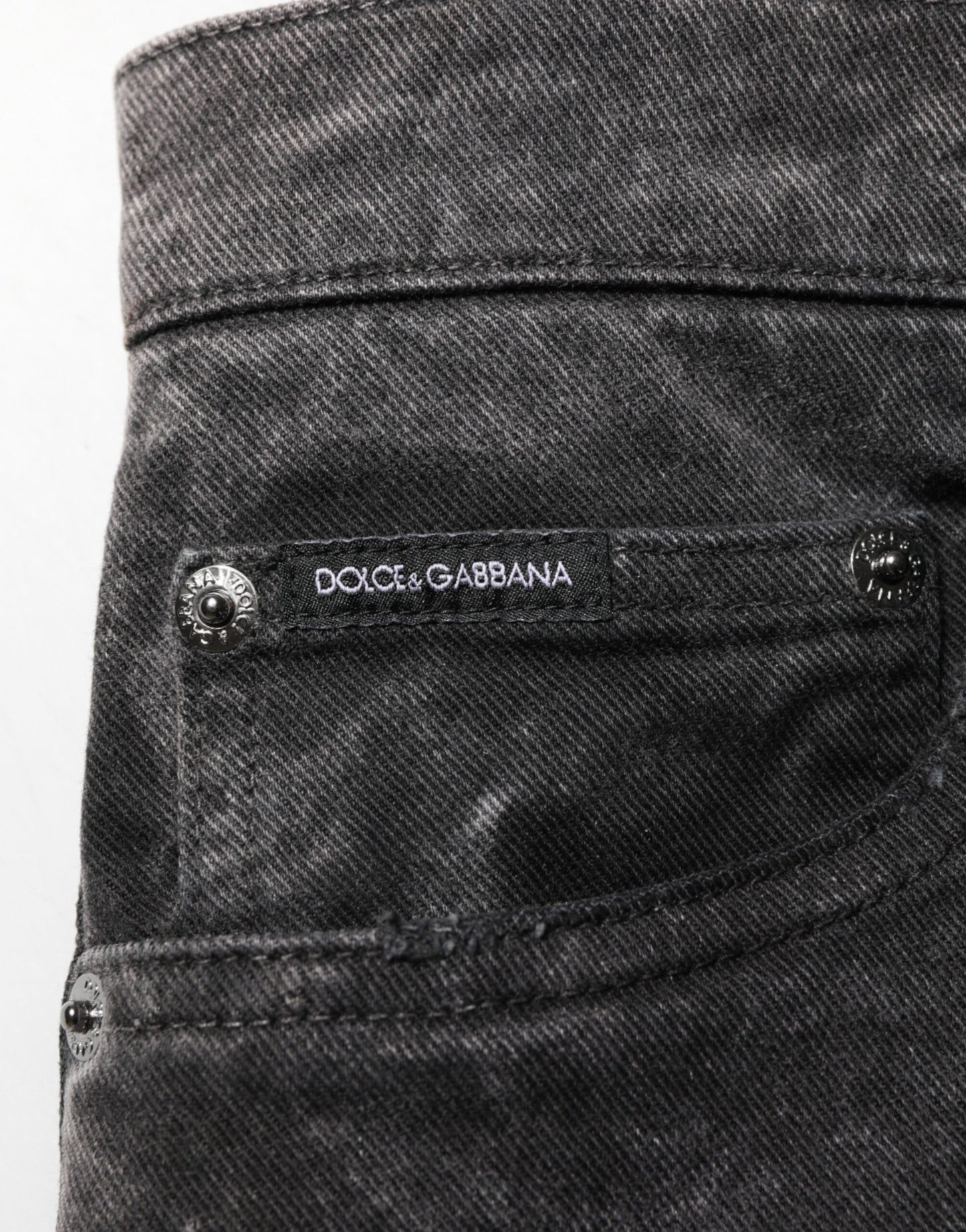 Dolce &amp; Gabbana Schwarze Baumwoll-Denim-Bermudashorts für Herren mit mittelhohem Bund