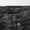 Dolce &amp; Gabbana Schwarze Baumwoll-Denim-Bermudashorts für Herren mit mittelhohem Bund