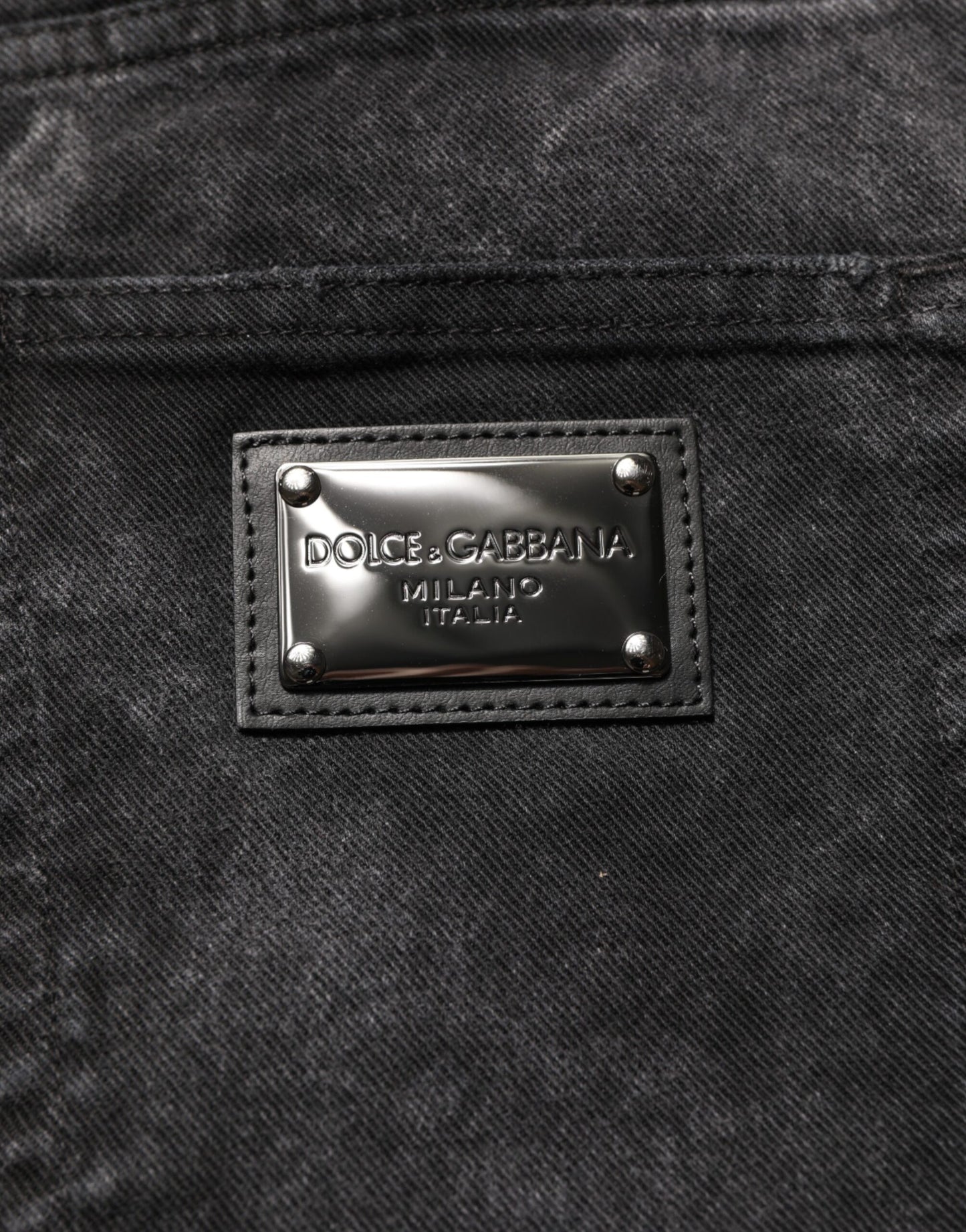 Dolce &amp; Gabbana Schwarze Baumwoll-Denim-Bermudashorts für Herren mit mittelhohem Bund