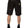 Dolce & Gabbana Black Cotton Tattered Denim Men Bermuda Short