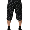 Dolce & Gabbana Black Monogram Denim Cargo Men Bermuda Short