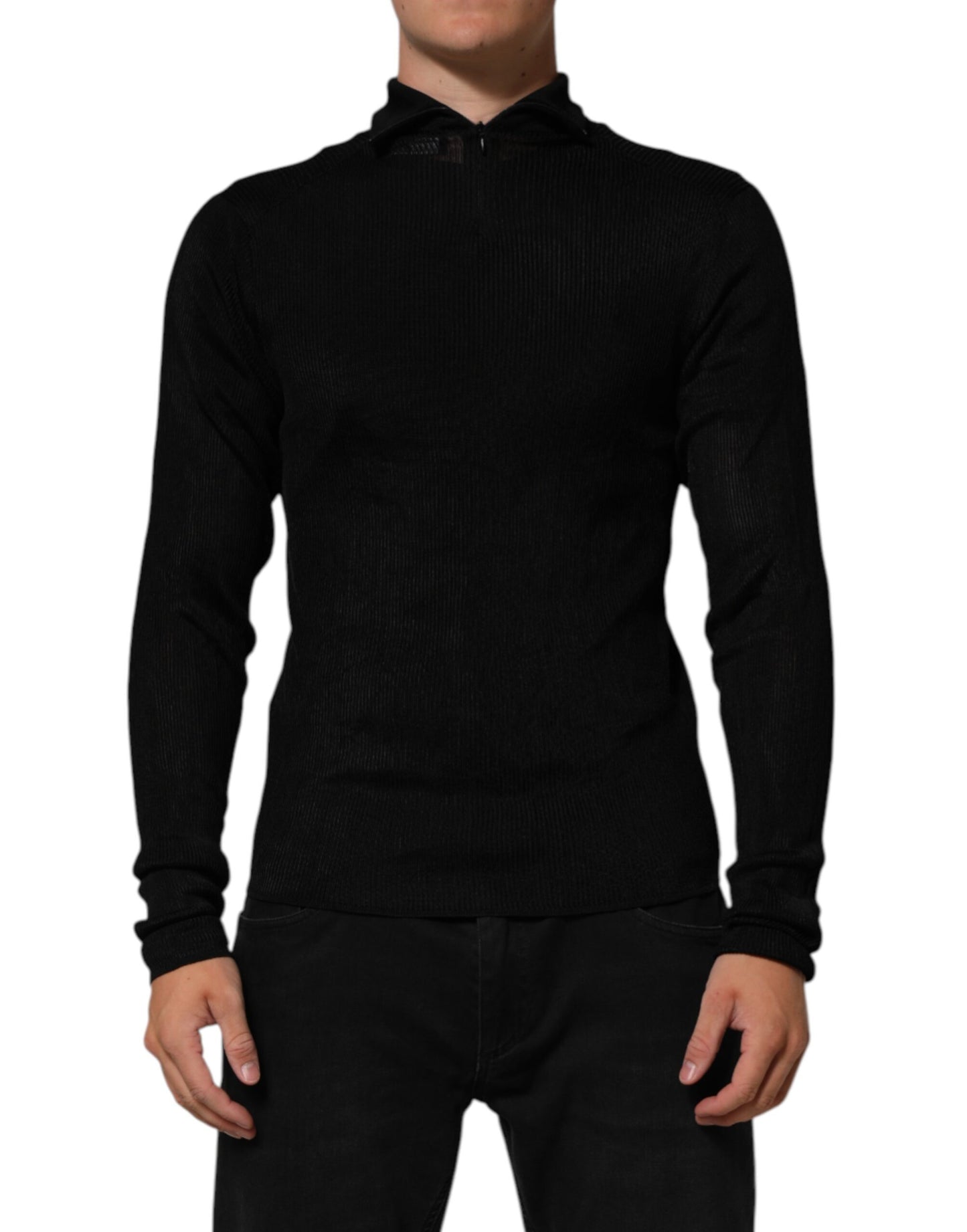 Dolce &amp; Gabbana Schwarzer Rollkragenpullover aus Viskose