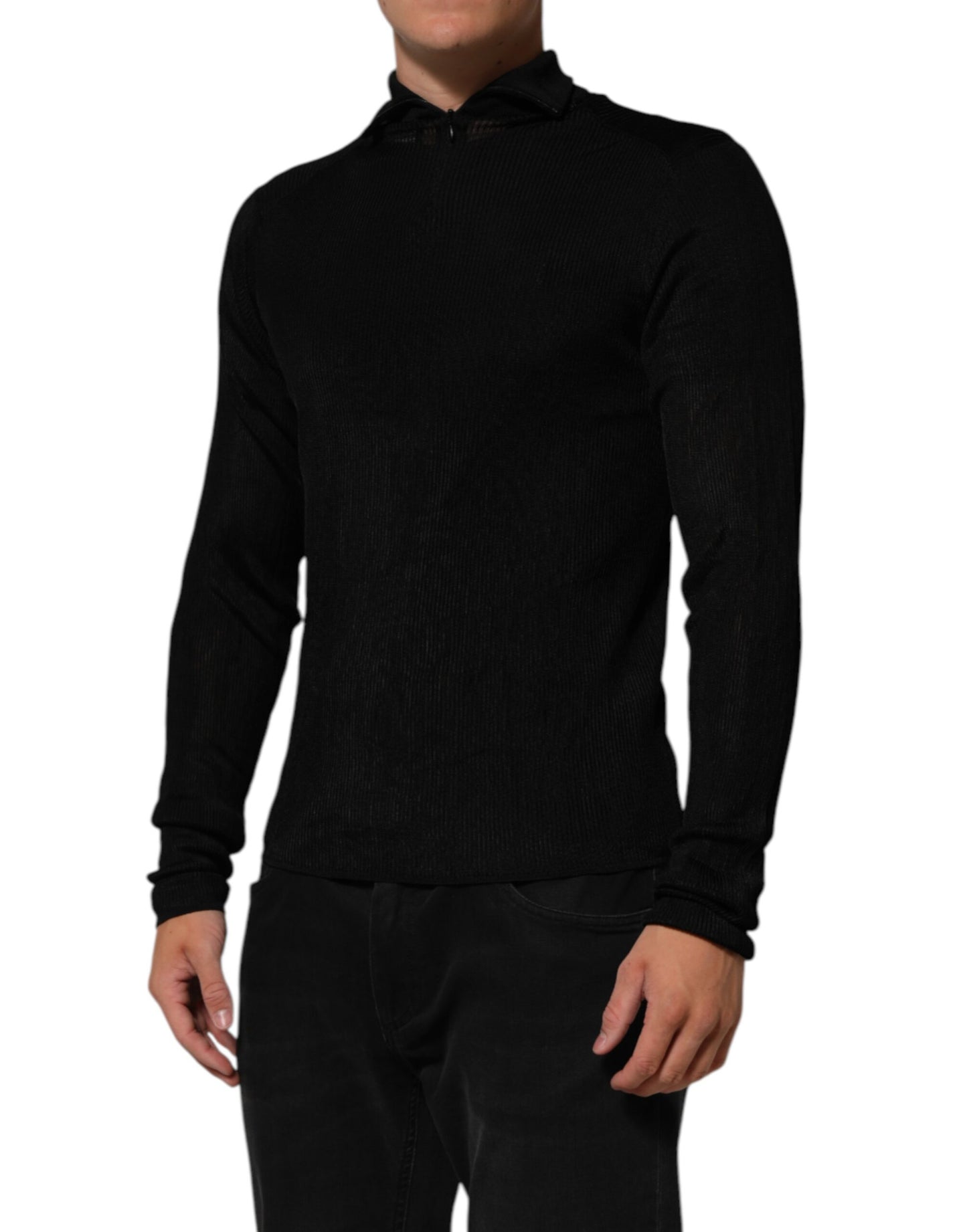 Dolce &amp; Gabbana Schwarzer Rollkragenpullover aus Viskose