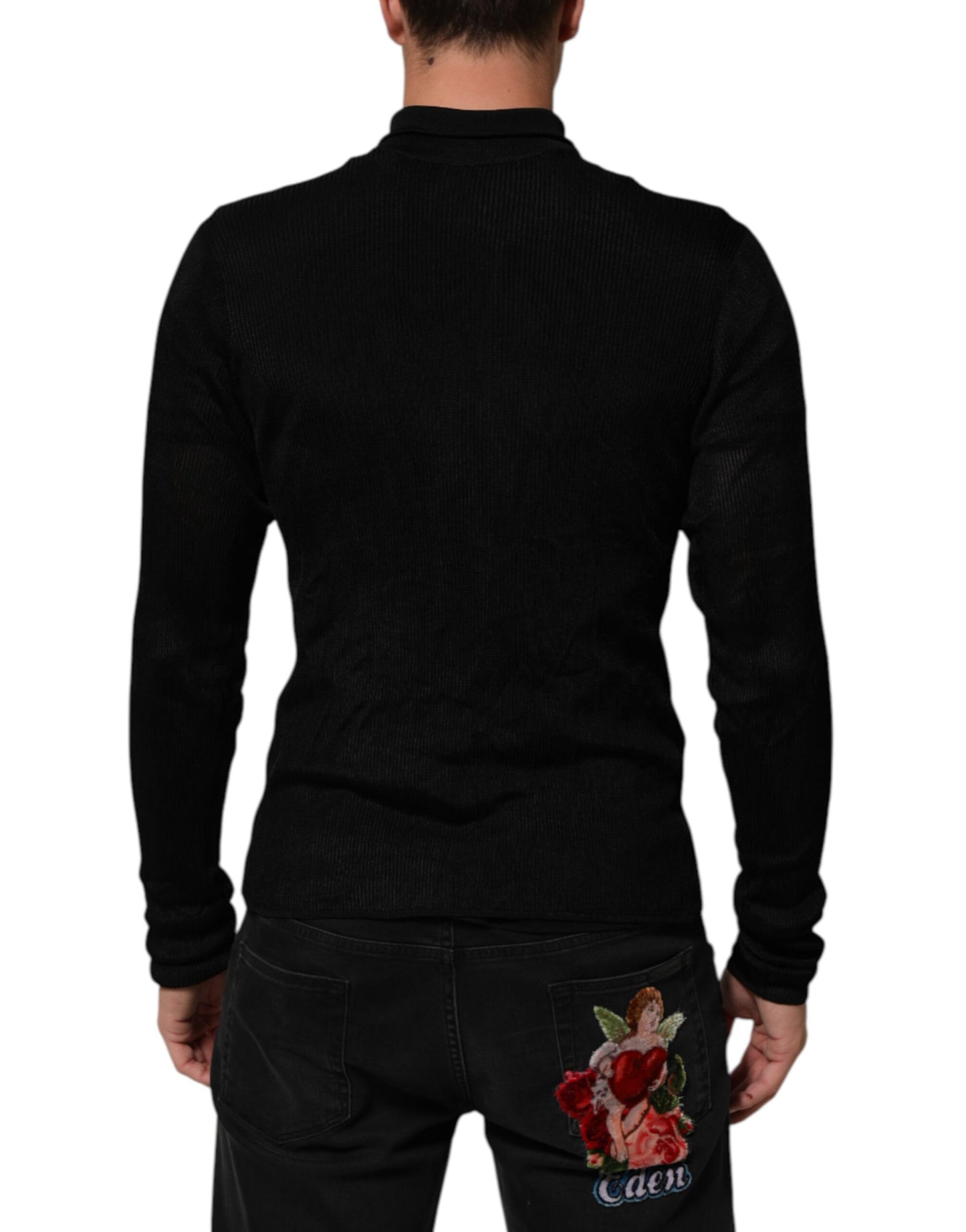 Dolce &amp; Gabbana Schwarzer Rollkragenpullover aus Viskose
