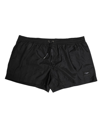 Dolce & Gabbana Black Logo Polyester Beachwear Shorts Swimwear