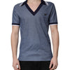 Dolce &amp; Gabbana Polo-Shirt aus Seidenmischung mit blauem Kragen und V-Ausschnitt