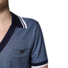 Dolce &amp; Gabbana Polo-Shirt aus Seidenmischung mit blauem Kragen und V-Ausschnitt