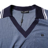 Dolce &amp; Gabbana Polo-Shirt aus Seidenmischung mit blauem Kragen und V-Ausschnitt