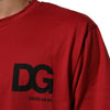 Dolce & Gabbana Red Logo Print Cotton Short Sleeve T-shirt