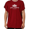 Dolce & Gabbana Maroon LogoCrown Cotton Half Sleeve T-shirt