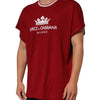Dolce & Gabbana Maroon LogoCrown Cotton Half Sleeve T-shirt
