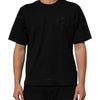 Dolce &amp; Gabbana Herren-T-Shirt mit schwarzem Logo-Patch aus Baumwolle und Rundhalsausschnitt